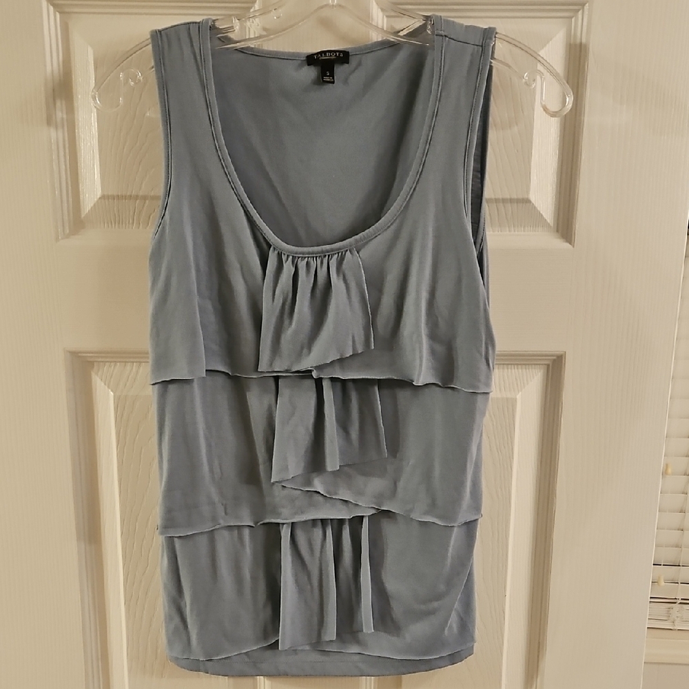 Talbots Gray Ruffled Tiered Sleeveless Tank Top